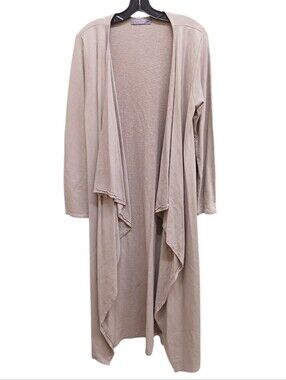 Grey Violet Lightweight Long Draped Cardigan - Taupe Size Large